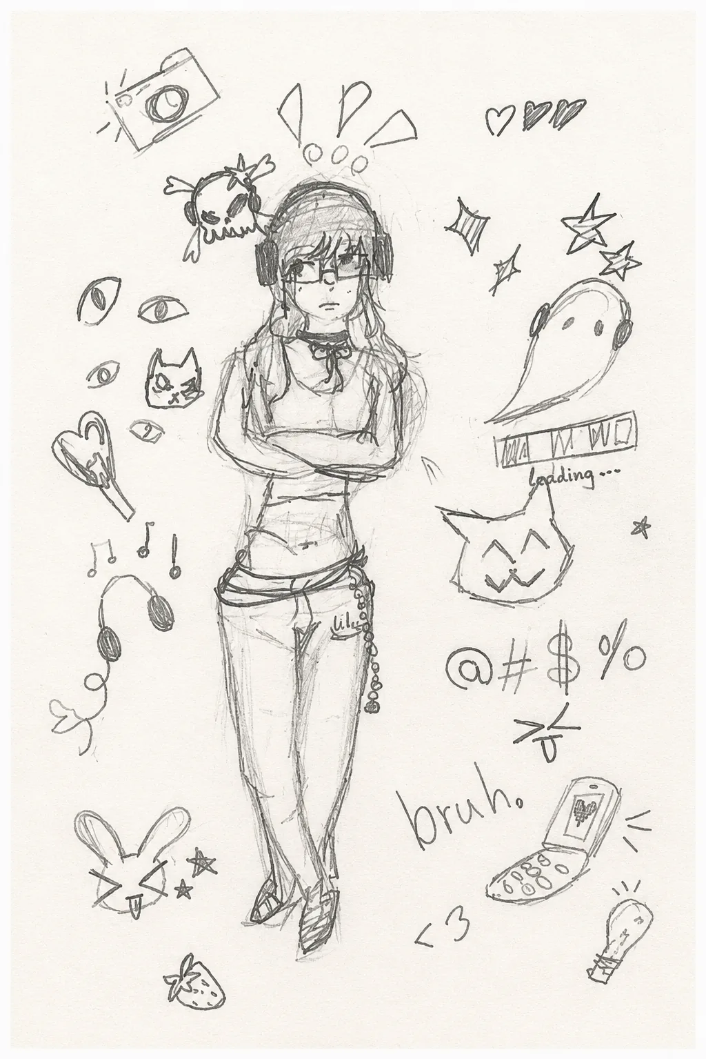 Kopfhörer und Doodles